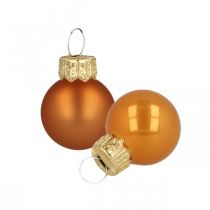 Mini boules de Noël verre orange mat/brillant Ø2cm 45p