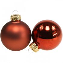 Article Boules de Noël en verre boules rouge rouille mat/brillant Ø4cm 60p