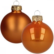 Boules de Noël verre orange mat brillant Ø5.5cm 28p