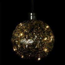 Ballon en plastique argenté Ø20cm avec LED 15er et piles