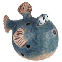 Article Poisson-globe pour photophore en céramique poisson décoratif bleu 15cm 2pcs