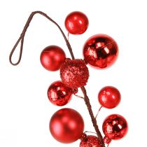 Article Guirlande décorative rouge 160 cm avec boules pour Noël
