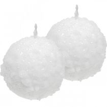 Bougies de l&#39;Avent, bougie boule, bougies boule de neige 80mm 4pcs