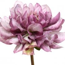 Fleur artificielle Dahlia Violet soie fleur et bourgeon H57cm