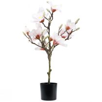 Article Magnolia artificiel rose de 74 cm, décoration florale artificielle