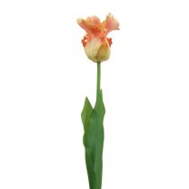 Article Fleur artificielle, tulipe perroquet orange, fleur de printemps 63cm