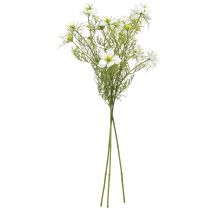 Article Fleurs Artificielles Nigelle Blanche Vierge en Vert 67cm 3 Pcs