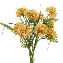 Article Fleurs artificielles Allium jaune Décoration Oignon ornemental 34 cm 3 pièces en bouquet