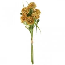 Article Fleurs artificielles Allium jaune Décoration Oignon ornemental 34 cm 3 pièces en bouquet