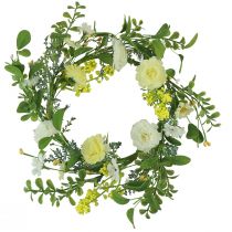 Article Couronne de fleurs artificielles blanc jaune crème Ø40cm