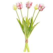 Article Bouquet de fleurs artificielles 5 tulipes perroquet Tulipes artificielles 40cm