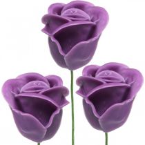 Article Roses artificielles roses en cire violettes roses décoratives en cire Ø6cm 18 pcs