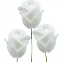 Roses artificielles roses en cire blanche roses déco wax Ø6cm 18 pièces