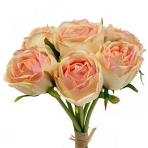 Roses artificielles rose roses artificielles 28cm bouquet 7 pièces
