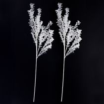 Article Branche artificielle décorative givrée, décoration d'hiver blanche 78 cm, 2 pièces