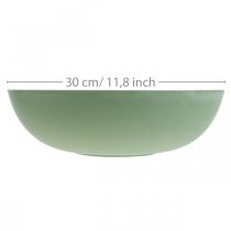 Article Jardinière ronde, décoration florale, bol en plastique, récipient pour compositions florales, vert, blanc chiné, H8,5cm, Ø30cm