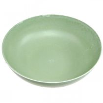 Article Jardinière ronde, décoration florale, bol en plastique, récipient pour compositions florales, vert, blanc chiné, H8,5cm, Ø30cm