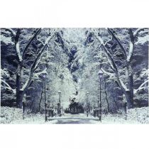 Image LED parc de paysage d&#39;hiver avec des lanternes murale LED 58x38cm