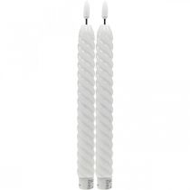 Bougies LED blanc timer cire véritable pour batterie 25cm 2pcs