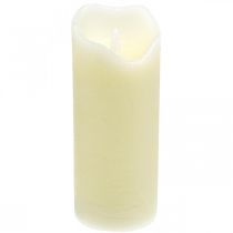 Bougie LED en cire véritable avec minuteur Crème Pour pile H17cm
