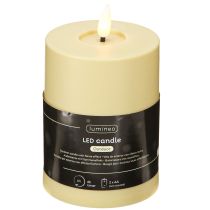Article Bougie LED d&#39;extérieur avec minuteur effet flamme vert beige H12cm