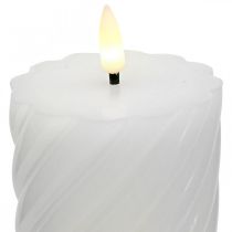 Bougie LED avec minuteur blanc cire véritable blanc chaud Ø7.5cm H15cm