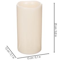 Article Grande bougie LED à piles avec minuterie, blanc chaud, pour extérieur, 25 cm