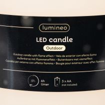 Article Grande bougie LED à piles avec minuterie, blanc chaud, pour extérieur, 25 cm