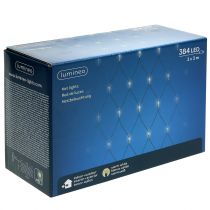 Article Filet lumineux LED 384 blanc chaud 3m x 3m pour usage extérieur