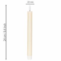 Article Bougie LED conique blanche à lumière blanc chaud, 24 cm, avec minuterie, lot de 2