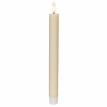 Article Bougie LED conique blanche à lumière blanc chaud, 24 cm, avec minuterie, lot de 2