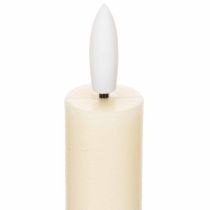 Article Bougie LED conique blanche à lumière blanc chaud, 24 cm, avec minuterie, lot de 2