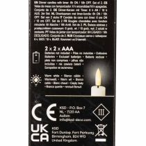 Article Bougie LED conique blanche à lumière blanc chaud, 24 cm, avec minuterie, lot de 2