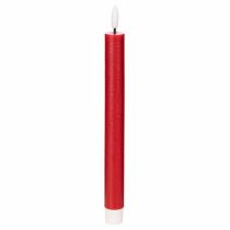 Article Bougie conique LED, rouge avec lumière blanc chaud, 24 cm, lot de 2
