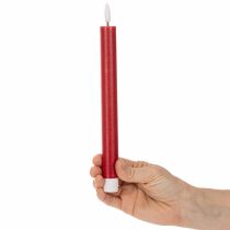 Article Bougie conique LED, rouge avec lumière blanc chaud, 24 cm, lot de 2