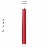 Article Bougie conique LED, rouge avec lumière blanc chaud, 24 cm, lot de 2
