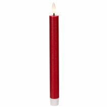 Article Bougie conique LED, rouge avec lumière blanc chaud, 24 cm, lot de 2