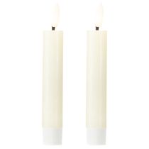Article Bougie LED crème blanc chaud cire véritable H14,5cm 2 pièces