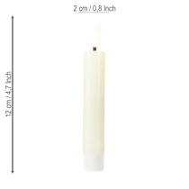 Article Bougie LED crème blanc chaud cire véritable H14,5cm 2 pièces