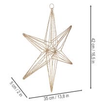Article Étoile décorative à LED en fil de fer, à suspendre pour l'intérieur, 40 LED, blanc chaud, 42 cm