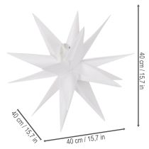 Article Étoile décorative à LED, blanc chaud, pour extérieur, avec minuterie, 40 cm