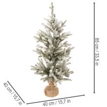 Article Sapin de Noël artificiel enneigé dans un sac en jute, 40 LED, pour usage intérieur, 85 cm