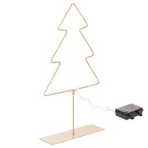 Article Silhouette de sapin de Noël avec 60 LED blanc chaud pour décoration de table intérieure, 37 cm