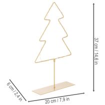 Article Silhouette de sapin de Noël avec 60 LED blanc chaud pour décoration de table intérieure, 37 cm