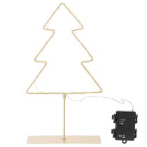 Article Silhouette de sapin de Noël avec 60 LED blanc chaud pour décoration de table intérieure, 37 cm