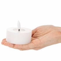 Article Bougie chauffe-plat LED XL blanche en cire véritable avec minuterie, blanc chaud, 6 cm, lot de 2