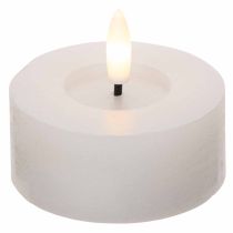 Article Bougie chauffe-plat LED XL blanche en cire véritable avec minuterie, blanc chaud, 6 cm, lot de 2