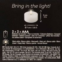 Article Bougie chauffe-plat LED XL blanche en cire véritable avec minuterie, blanc chaud, 6 cm, lot de 2
