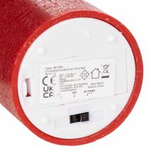 Article Bougie pilier LED en cire véritable rouge avec minuterie et lumière blanc chaud, 12 cm