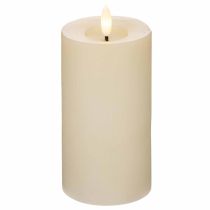 Article Bougie pilier LED en cire véritable blanche avec fonction minuterie, blanc chaud, 15 cm